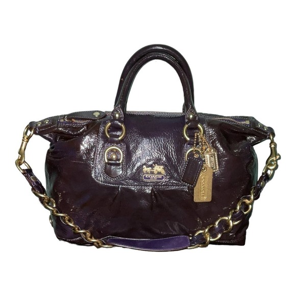 Coach Purple Patent Leather Madison Sabrina Satchel - Picture 1 of 16